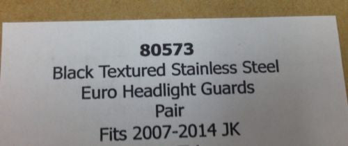 Kentrol 80573 Headlight Guards JEEP Wrangler JK 07-12 Euro Head Light PAIR Black